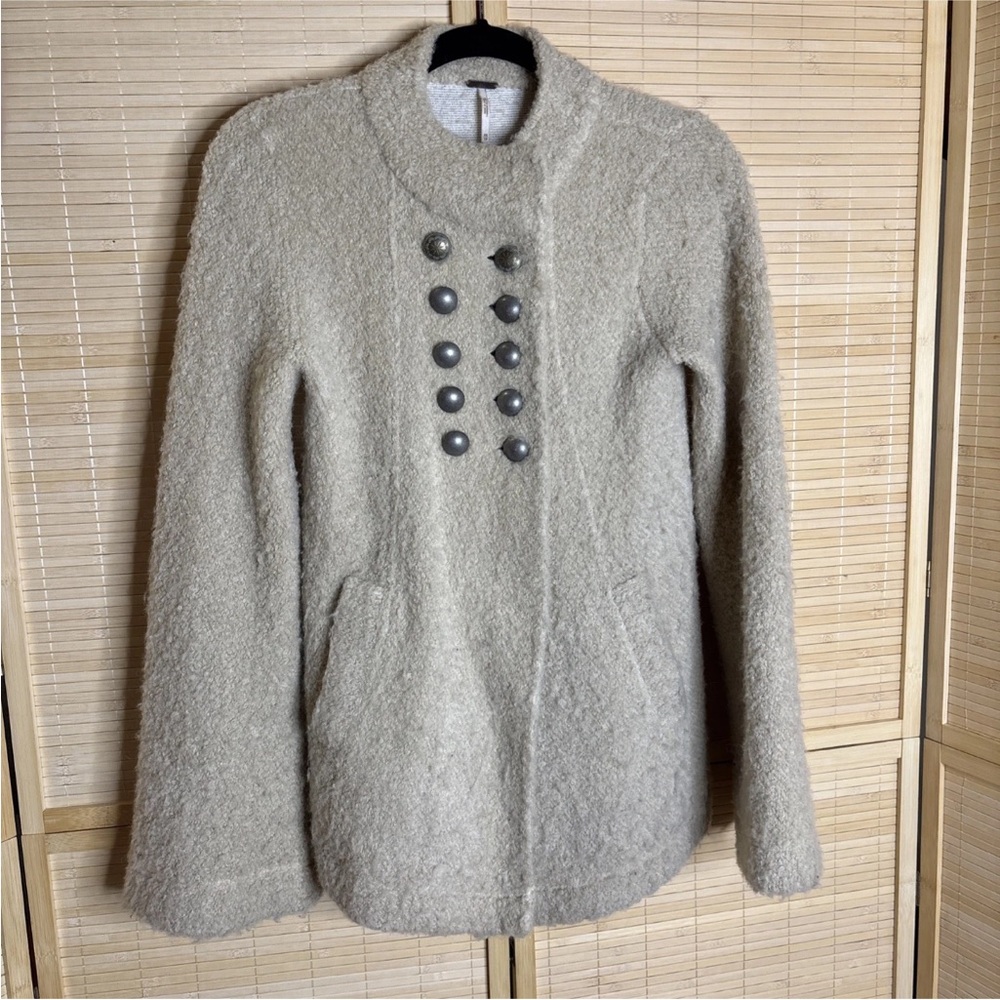 Free People Beige Military Blazer Women's Size XS Double-Breasted Jacket